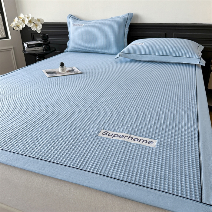 91家纺网 家纺一手货源 找家纺 笙意家纺 2025新款A类PE华夫格豆豆凉感软席-雅克系列 雅克-冰川绿