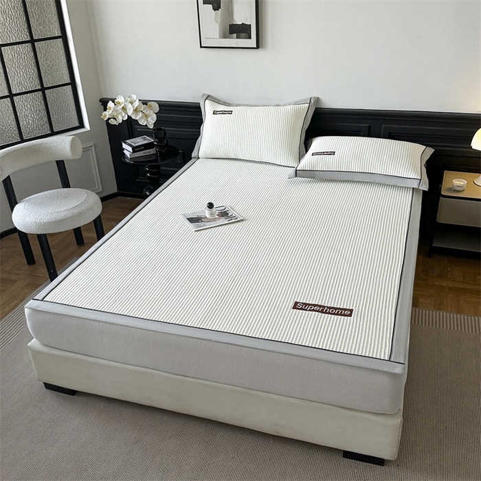 91家纺网 家纺一手货源 找家纺 笙意家纺 2025新款A类PE华夫格豆豆凉感软席-雅克系列 雅克-柔光白