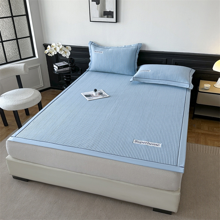 91家纺网 家纺一手货源 找家纺 笙意家纺 2025新款A类PE华夫格豆豆凉感软席-雅克系列 雅克-冰川绿