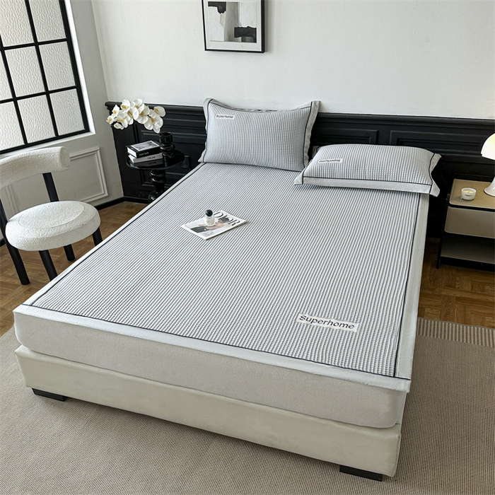 91家纺网 家纺一手货源 找家纺 笙意家纺 2025新款A类PE华夫格豆豆凉感软席-雅克系列 雅克-淡雅灰