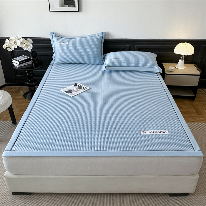 91家纺网 家纺一手货源 找家纺 笙意家纺 2025新款A类PE华夫格豆豆凉感软席-雅克系列 雅克-冰川绿