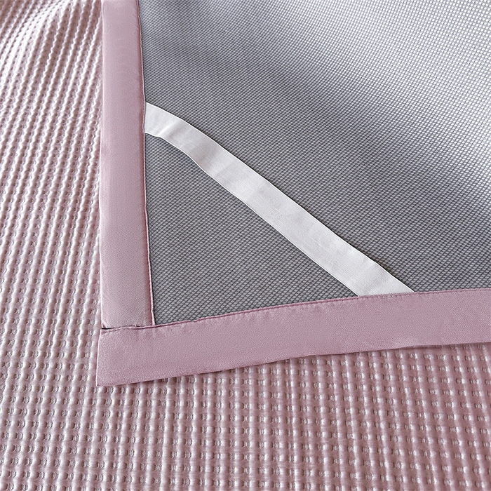 91家纺网 家纺一手货源 找家纺 笙意家纺 2025新款A类PE华夫格豆豆凉感软席-雅克系列 雅克-清新粉