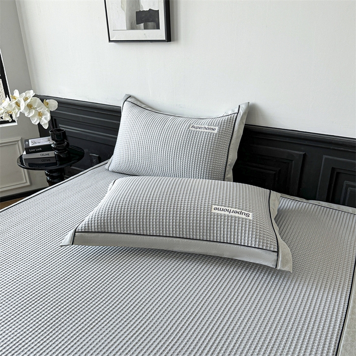 91家纺网 家纺一手货源 找家纺 笙意家纺 2025新款A类PE华夫格豆豆凉感软席-雅克系列 雅克-淡雅灰