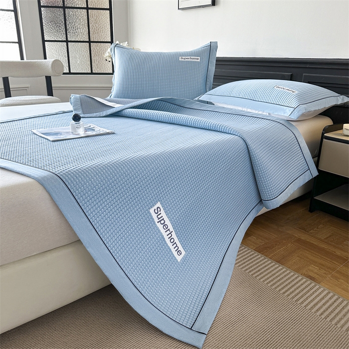 91家纺网 家纺一手货源 找家纺 笙意家纺 2025新款A类PE华夫格豆豆凉感软席-雅克系列 雅克-冰川绿