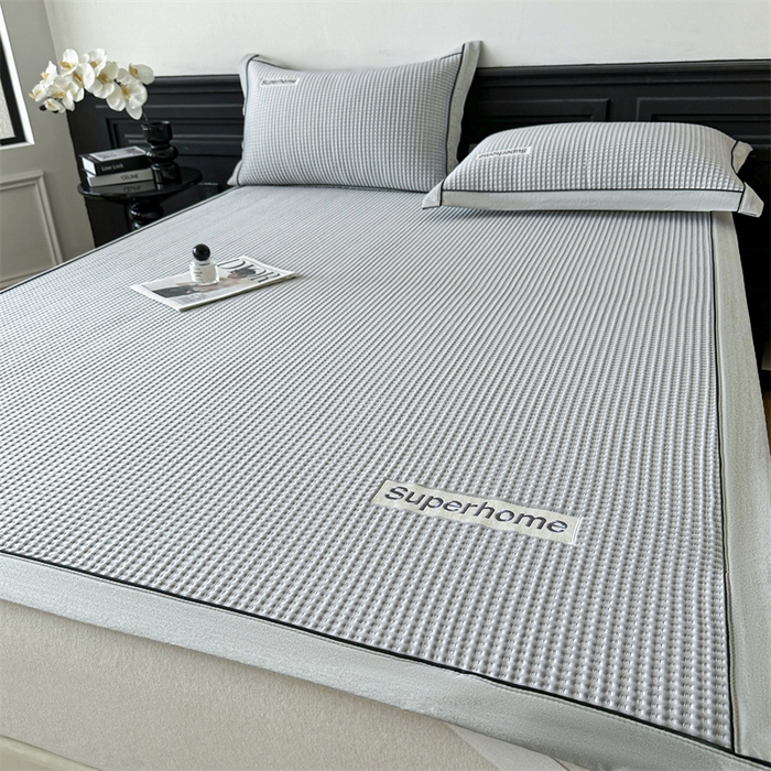 91家纺网 家纺一手货源 找家纺 笙意家纺 2025新款A类PE华夫格豆豆凉感软席-雅克系列 雅克-淡雅灰