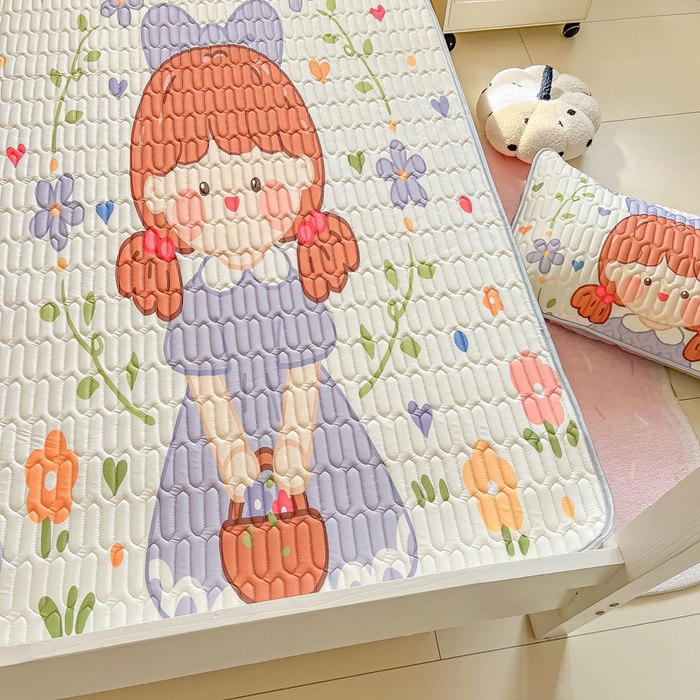 91家纺网 家纺一手货源 找家纺 川悦生活 2025新款大阪宿舍凉感丝凉席 萌萌妹紫兰