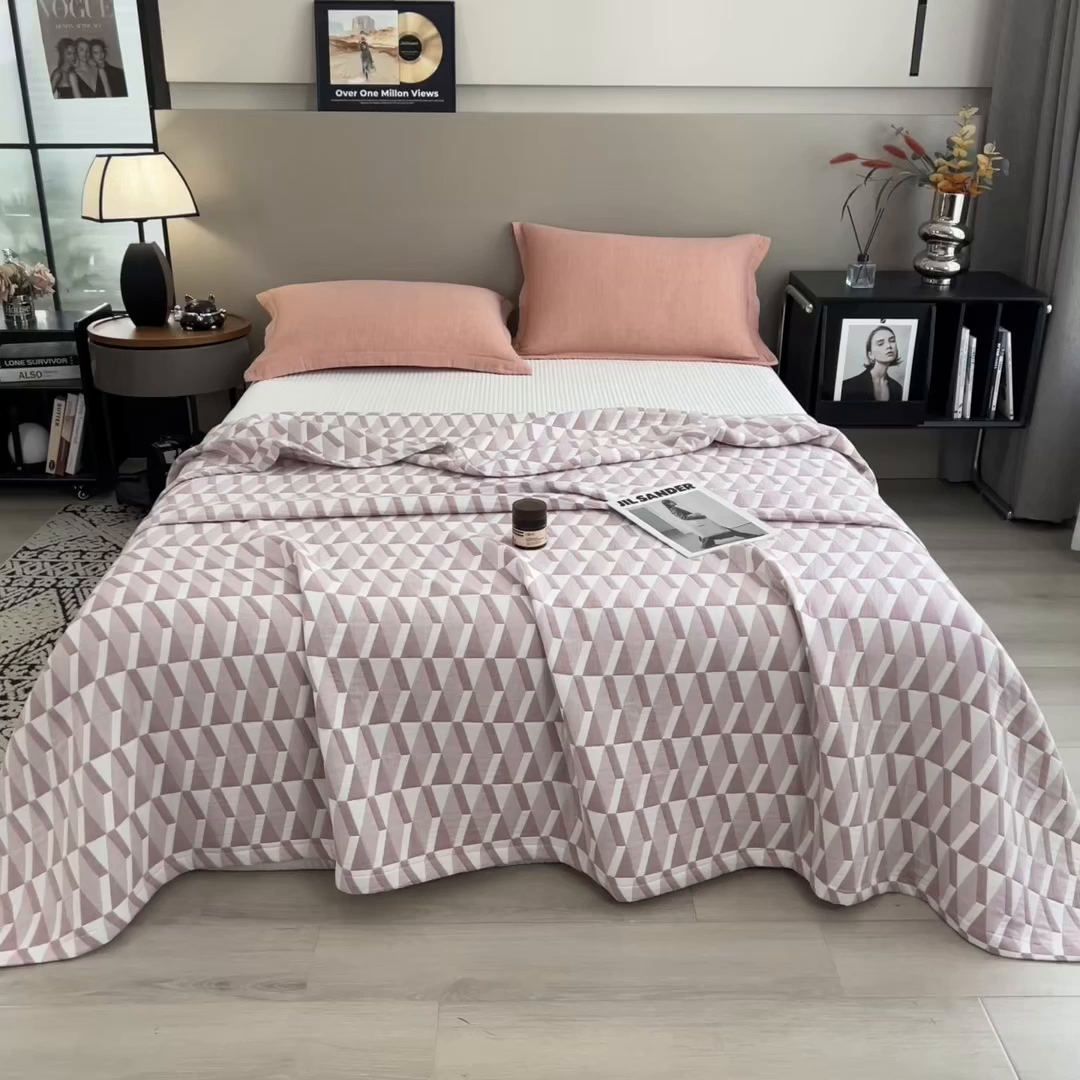 91家纺网 家纺一手货源 找家纺 （总）世纪绒品 2025新款A类全棉纯棉三层纱多功能毛巾被盖毯床单夏被夏凉被空调被