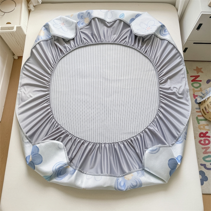 91家纺网 家纺一手货源 找家纺 美澳家纺 2025新款数码印花冰藤席凉席三件套床笠款凉席三件套 花漾星辰