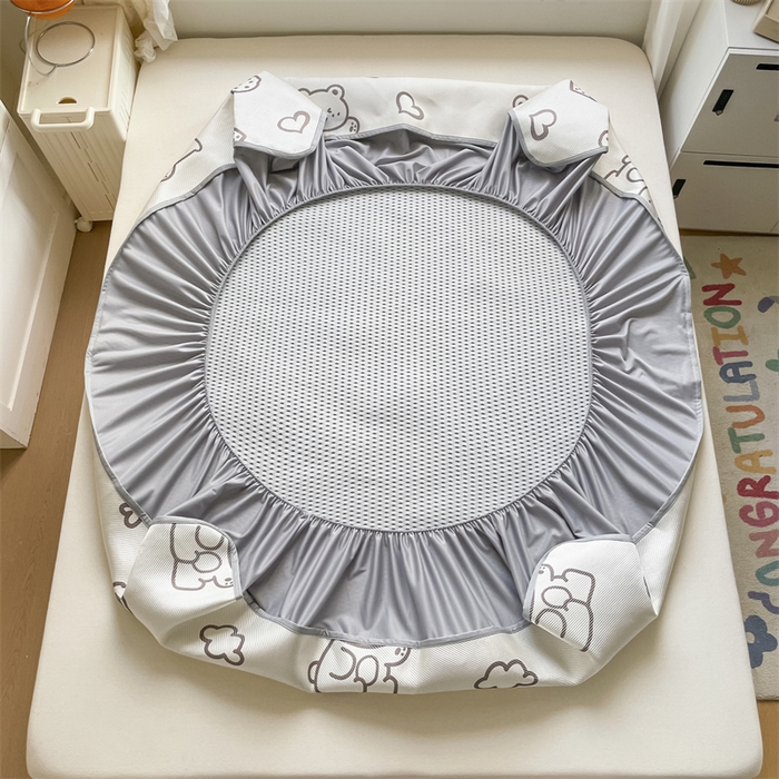 91家纺网 家纺一手货源 找家纺 美澳家纺 2025新款数码印花冰藤席凉席三件套床笠款凉席三件套 开心旺仔