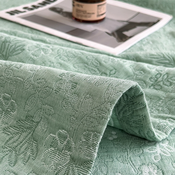 91家纺网 家纺一手货源 找家纺 世纪绒品 2025新款A类全棉纯棉三层纱多功能毛巾被盖毯床单夏被夏凉被空调被 秋韵-绿