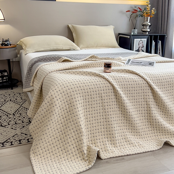 91家纺网 家纺一手货源 找家纺 世纪绒品 2025新款A类全棉纯棉三层纱多功能毛巾被盖毯床单夏被夏凉被空调被 时光-卡其