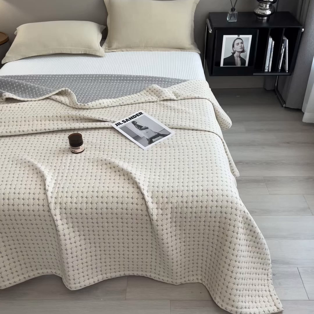 91家纺网 家纺一手货源 找家纺 世纪绒品 2025新款A类全棉纯棉三层纱多功能毛巾被盖毯床单夏被夏凉被空调被 时光-卡其