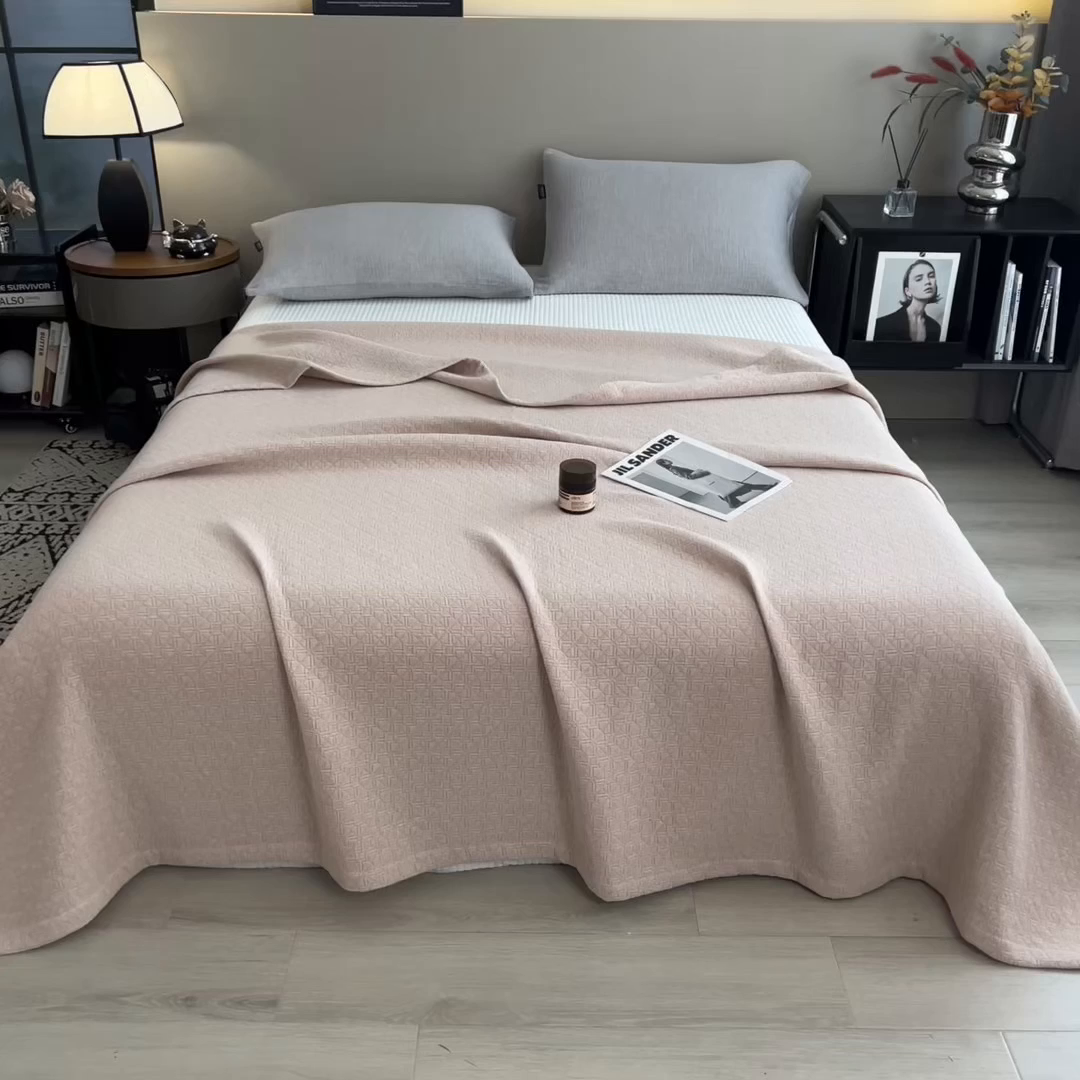 91家纺网 家纺一手货源 找家纺 世纪绒品 2025新款A类全棉纯棉三层纱多功能毛巾被盖毯床单夏被夏凉被空调被 素影-浅咖