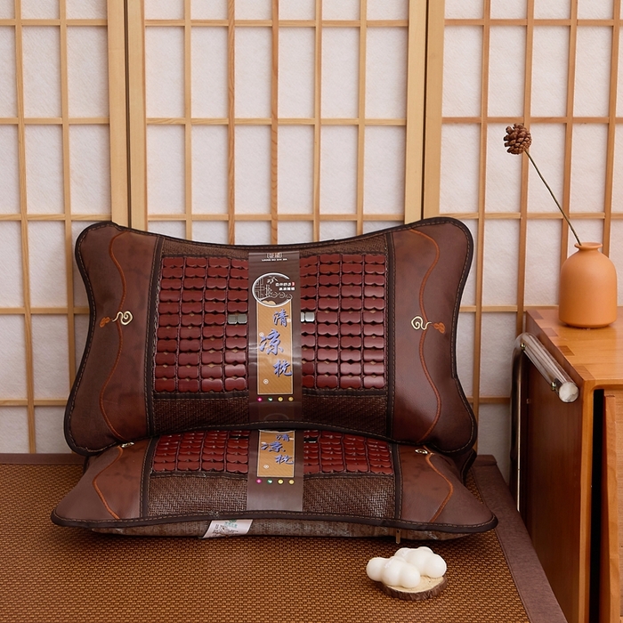 91家纺网 家纺一手货源 找家纺 （总）优波兔 2025新款夏凉枕 精选麻将葫芦丝绣花一体式绣花圆枕（38x58）荞麦壳枕