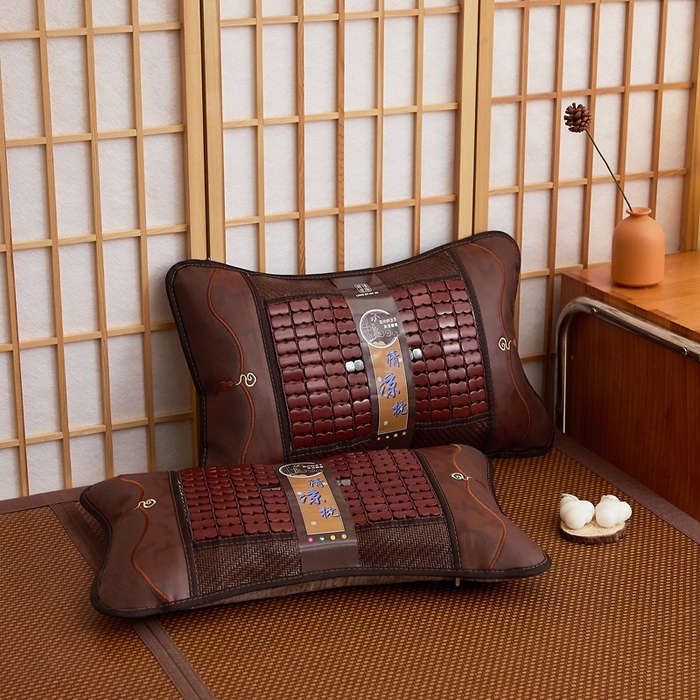 91家纺网 家纺一手货源 找家纺 （总）优波兔 2025新款夏凉枕 精选麻将葫芦丝绣花一体式绣花圆枕（38x58）荞麦壳枕