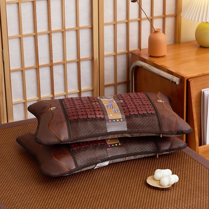 91家纺网 家纺一手货源 找家纺 （总）优波兔 2025新款夏凉枕 精选麻将葫芦丝绣花一体式绣花圆枕（38x58）荞麦壳枕