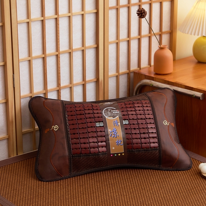 91家纺网 家纺一手货源 找家纺 （总）优波兔 2025新款夏凉枕 精选麻将葫芦丝绣花一体式绣花圆枕（38x58）荞麦壳枕