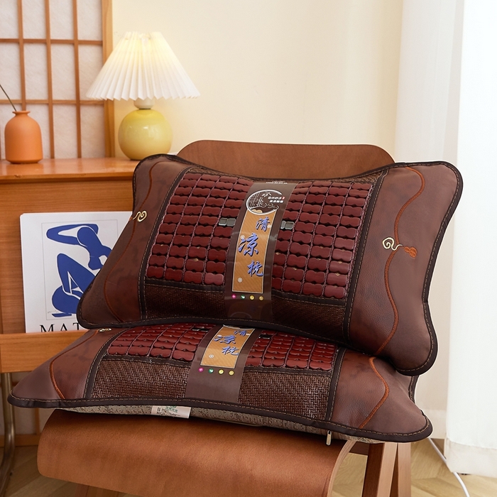 91家纺网 家纺一手货源 找家纺 （总）优波兔 2025新款夏凉枕 精选麻将葫芦丝绣花一体式绣花圆枕（38x58）荞麦壳枕