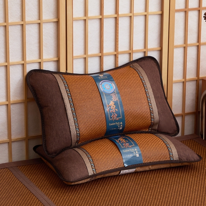 91家纺网 家纺一手货源 找家纺 （总）优波兔 2025新款跑量红藤金边荞麦壳枕（33x53） 荞麦壳夏凉枕