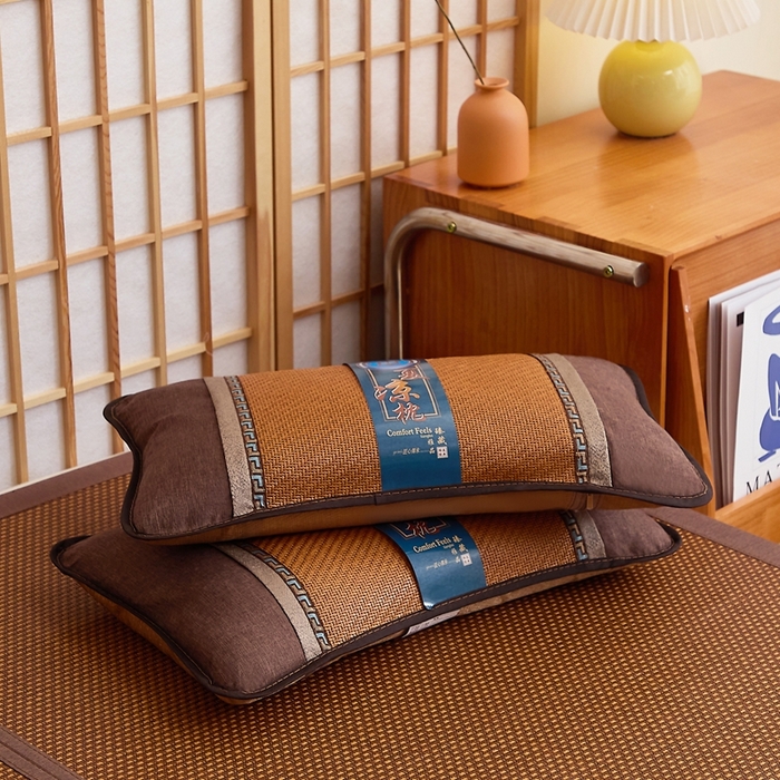 91家纺网 家纺一手货源 找家纺 （总）优波兔 2025新款跑量红藤金边荞麦壳枕（33x53） 荞麦壳夏凉枕