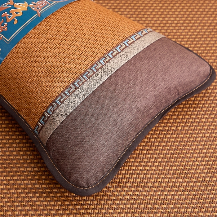 91家纺网 家纺一手货源 找家纺 （总）优波兔 2025新款跑量红藤金边荞麦壳枕（33x53） 荞麦壳夏凉枕