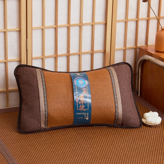 91家纺网 家纺一手货源 找家纺 （总）优波兔 2025新款跑量红藤金边荞麦壳枕（33x53） 荞麦壳夏凉枕