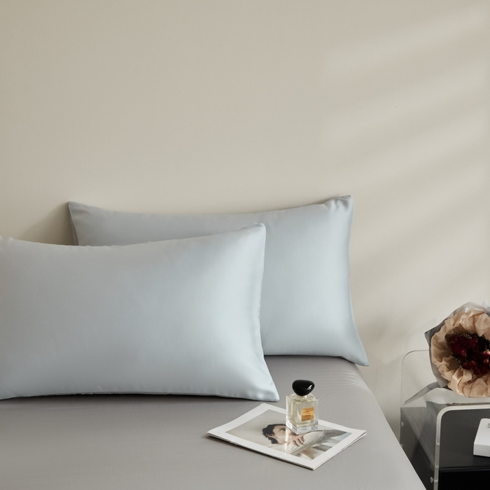 91家纺网 家纺一手货源 找家纺 ONE TWO ONE 121 2025【新款60支进口兰精天丝口袋枕款四件套】双拼四件套床上床品四件套被套床单床笠 清水蓝