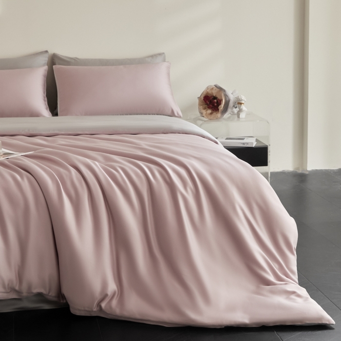 91家纺网 家纺一手货源 找家纺 ONE TWO ONE 121 2025【新款60支进口兰精天丝口袋枕款四件套】双拼四件套床上床品四件套被套床单床笠 温柔紫