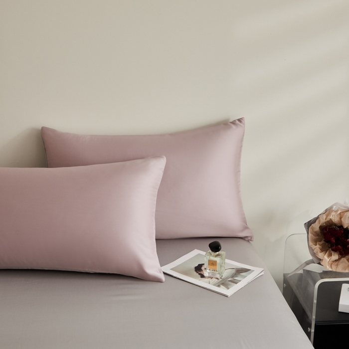 91家纺网 家纺一手货源 找家纺 ONE TWO ONE 121 2025【新款60支进口兰精天丝口袋枕款四件套】双拼四件套床上床品四件套被套床单床笠 温柔紫