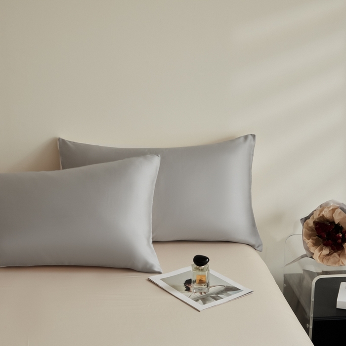 91家纺网 家纺一手货源 找家纺 ONE TWO ONE 121 2025【新款60支进口兰精天丝口袋枕款四件套】双拼四件套床上床品四件套被套床单床笠 慵懒灰