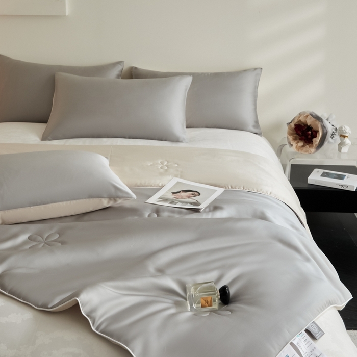 91家纺网 家纺一手货源 找家纺 ONE TWO ONE 121 2025新款天丝夏被夏凉被空调被-清凉与夏系列【填充抗菌纤维有质检】 与夏-米灰