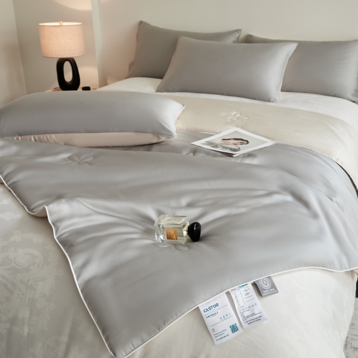 91家纺网 家纺一手货源 找家纺 ONE TWO ONE 121 2025新款天丝夏被夏凉被空调被-清凉与夏系列【填充抗菌纤维有质检】 与夏-米灰