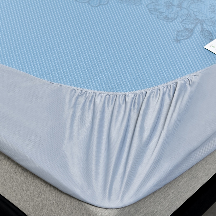 91家纺网 家纺一手货源 找家纺 小牛席业 2025新款蔷薇冷感豆豆席系列（床笠款）凉席藤席冰藤双面席冰丝席竹席凉席空调席草席三件套 蓝色