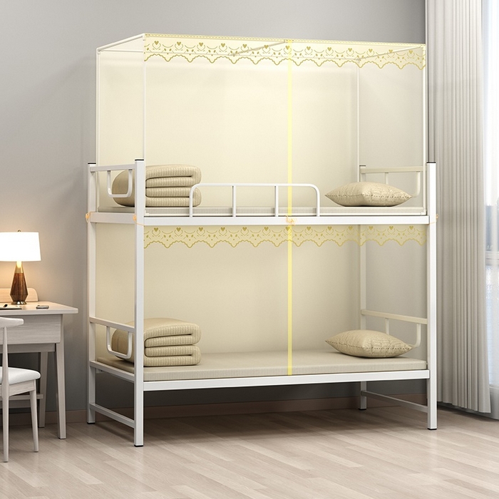 91家纺网 家纺一手货源 找家纺 无瑕家居 2025新款蕾丝花边纯色加密蚊帐家用学生蚊帐老式蚊帐 蕾丝黄色