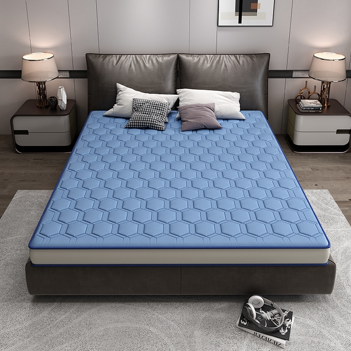 91家纺网 家纺一手货源 找家纺 无瑕家居 2025新款A类磨毛抗菌防螨学生宿舍硬质棉床垫 宾利蓝-6cm