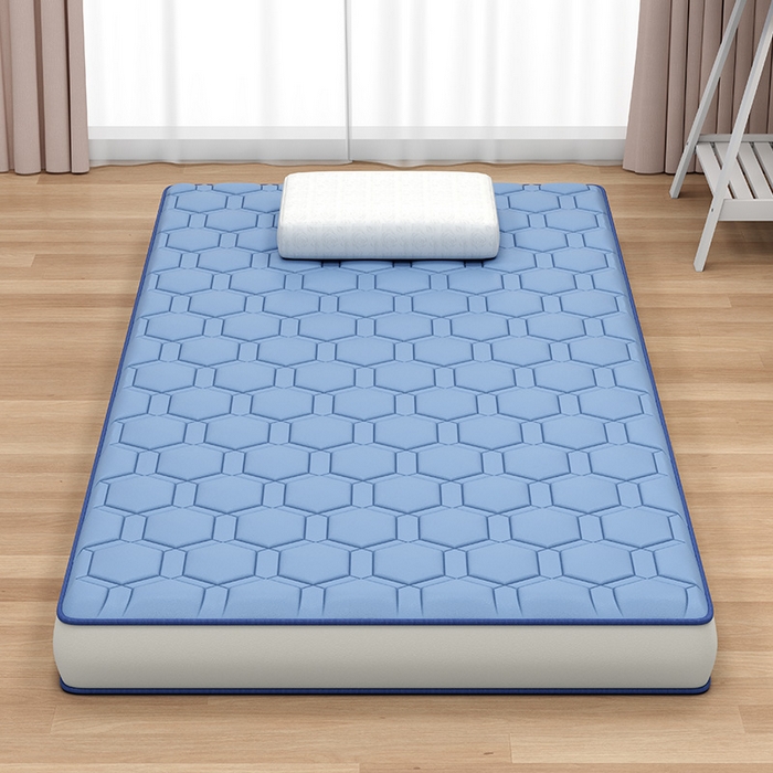 91家纺网 家纺一手货源 找家纺 无瑕家居 2025新款A类磨毛抗菌防螨学生宿舍硬质棉床垫 宾利蓝-9cm