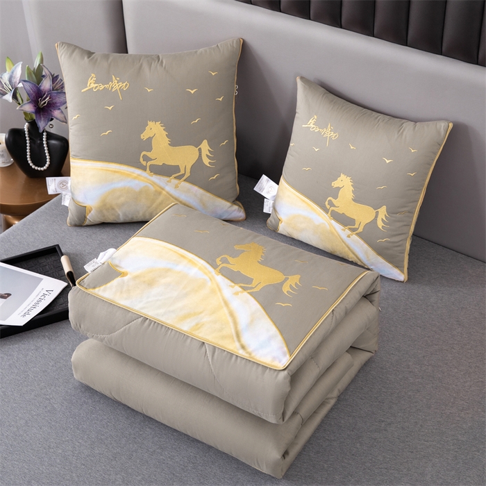 91家纺网 家纺一手货源 找家纺 照世家纺 2025新款全棉A类马上成功抱枕被 咖色