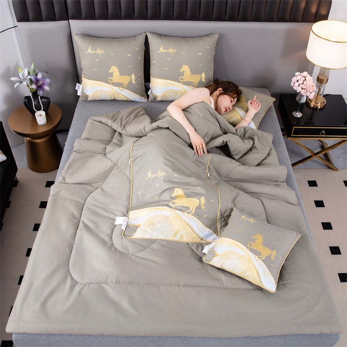 91家纺网 家纺一手货源 找家纺 照世家纺 2025新款全棉A类马上成功抱枕被 咖色