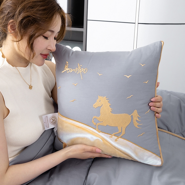 91家纺网 家纺一手货源 找家纺 照世家纺 2025新款全棉A类马上成功抱枕被 浅灰