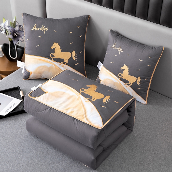 91家纺网 家纺一手货源 找家纺 照世家纺 2025新款全棉A类马上成功抱枕被 深灰