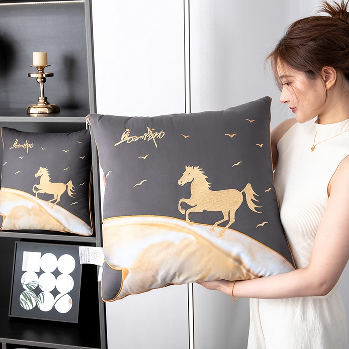 91家纺网 家纺一手货源 找家纺 照世家纺 2025新款全棉A类马上成功抱枕被 深灰