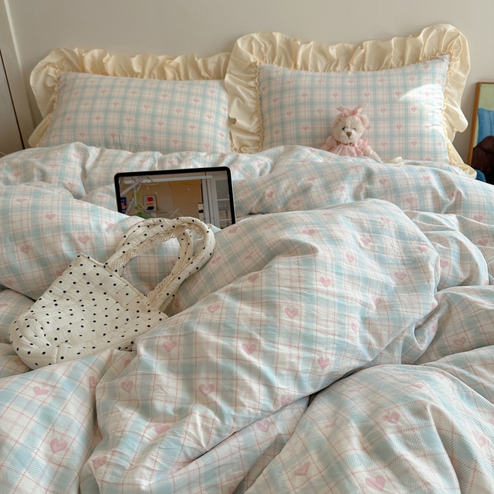 91家纺网 家纺一手货源 找家纺 盼季家纺 2025新款日韩系小碎花荷叶花边床上用品四件套 荷叶花边-南笙