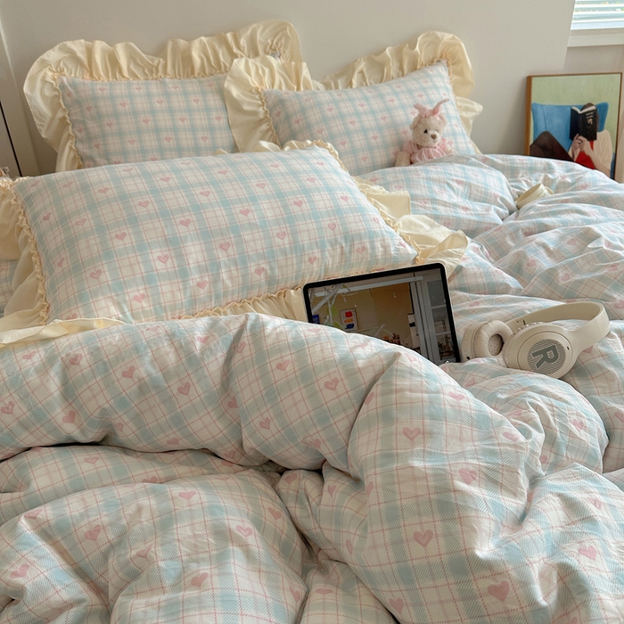 91家纺网 家纺一手货源 找家纺 盼季家纺 2025新款日韩系小碎花荷叶花边床上用品四件套 荷叶花边-南笙