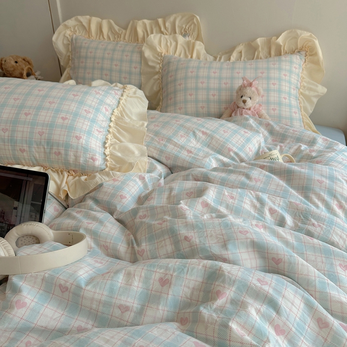 91家纺网 家纺一手货源 找家纺 盼季家纺 2025新款日韩系小碎花荷叶花边床上用品四件套 荷叶花边-南笙