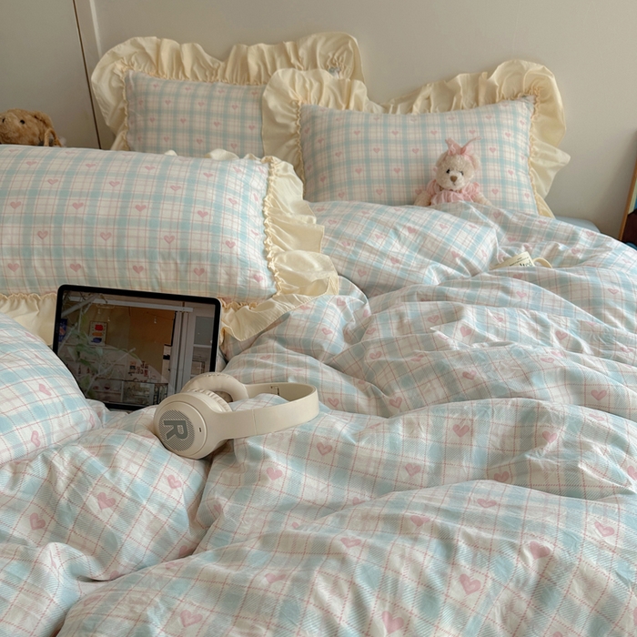 91家纺网 家纺一手货源 找家纺 盼季家纺 2025新款日韩系小碎花荷叶花边床上用品四件套 荷叶花边-南笙