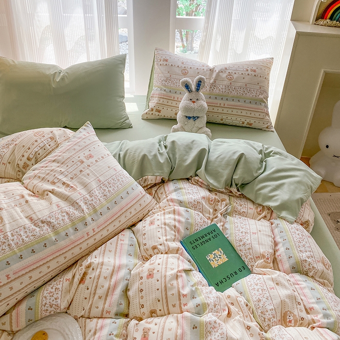 91家纺网 家纺一手货源 找家纺 梦嘉居 2025新款110克超柔云感棉四件套学生宿舍三件套四季款-平铺图 摩尔庄园