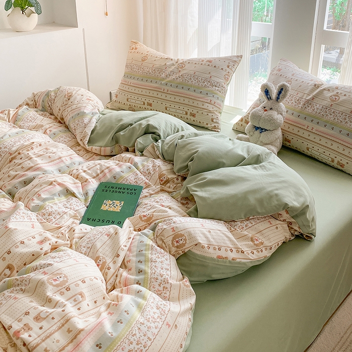 91家纺网 家纺一手货源 找家纺 梦嘉居 2025新款110克超柔云感棉四件套学生宿舍三件套四季款-平铺图 摩尔庄园