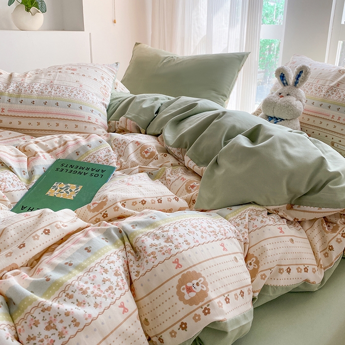 91家纺网 家纺一手货源 找家纺 梦嘉居 2025新款110克超柔云感棉四件套学生宿舍三件套四季款-平铺图 摩尔庄园