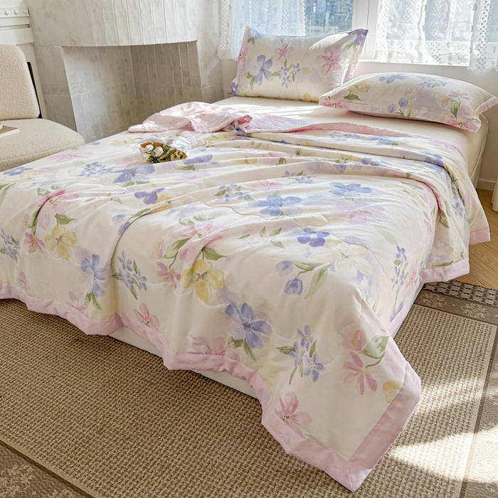 91家纺网 家纺一手货源 找家纺 晨希家居 2025春夏新款全棉纯棉印花夏被夏凉被空调被 花间寻梦