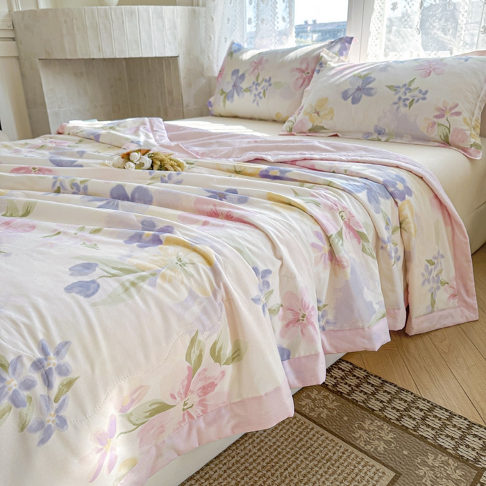 91家纺网 家纺一手货源 找家纺 晨希家居 2025春夏新款全棉纯棉印花夏被夏凉被空调被 花间寻梦